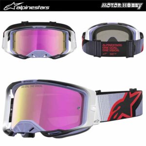 MASCHERA CROSS ENDURO ALPINESTARS VISION 8 MAVEN LAVENDER BLACK LENTE SPECCHIATA