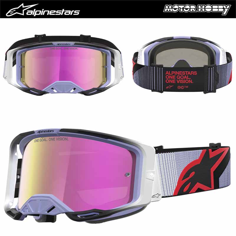 MASCHERA CROSS ENDURO ALPINESTARS VISION 8 MAVEN LAVENDER BLACK LENTE SPECCHIATA