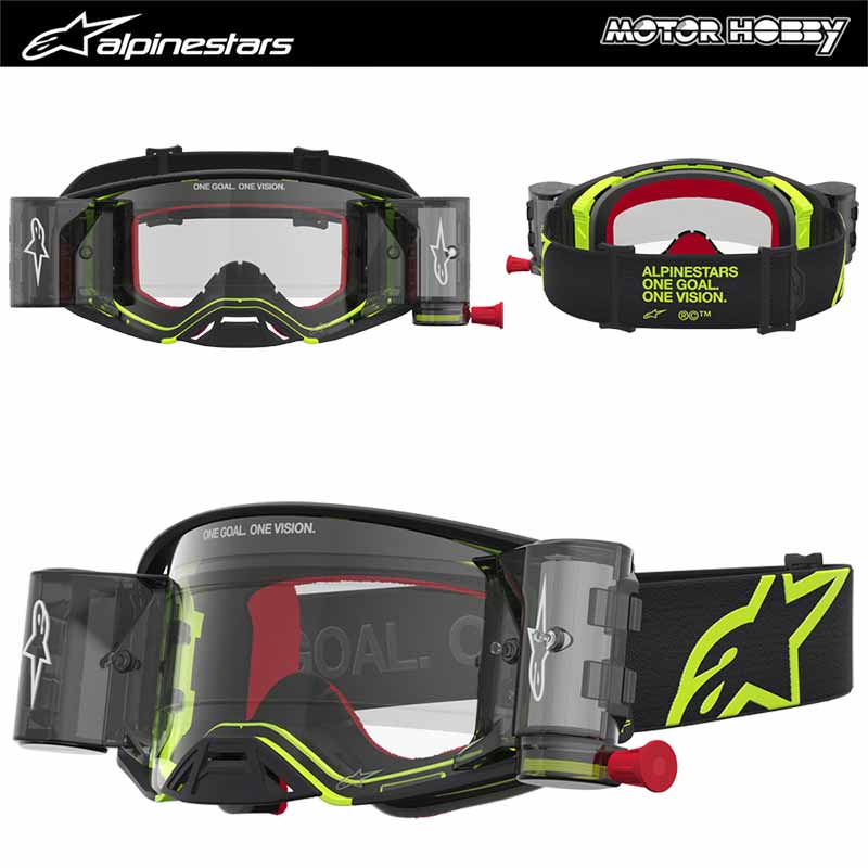 MASCHERA CROSS ALPINESTARS SUPERTECH FIRMA ROLL-OFF BLACK YELLOW FLUO MODELLO 2027