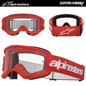 MASCHERA CROSS ENDURO ALPINESTARS VISION 3 WORDMARK ROSSO LENTE CHIARA