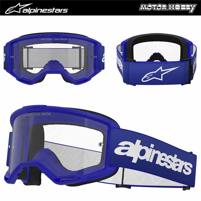 MASCHERA CROSS ENDURO ALPINESTARS VISION 3 WORDMARK BLU LENTE CHIARA