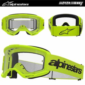 MASCHERA CROSS ENDURO ALPINESTARS VISION 3 WORDMARK GIALLO FLUO LENTE CHIARA