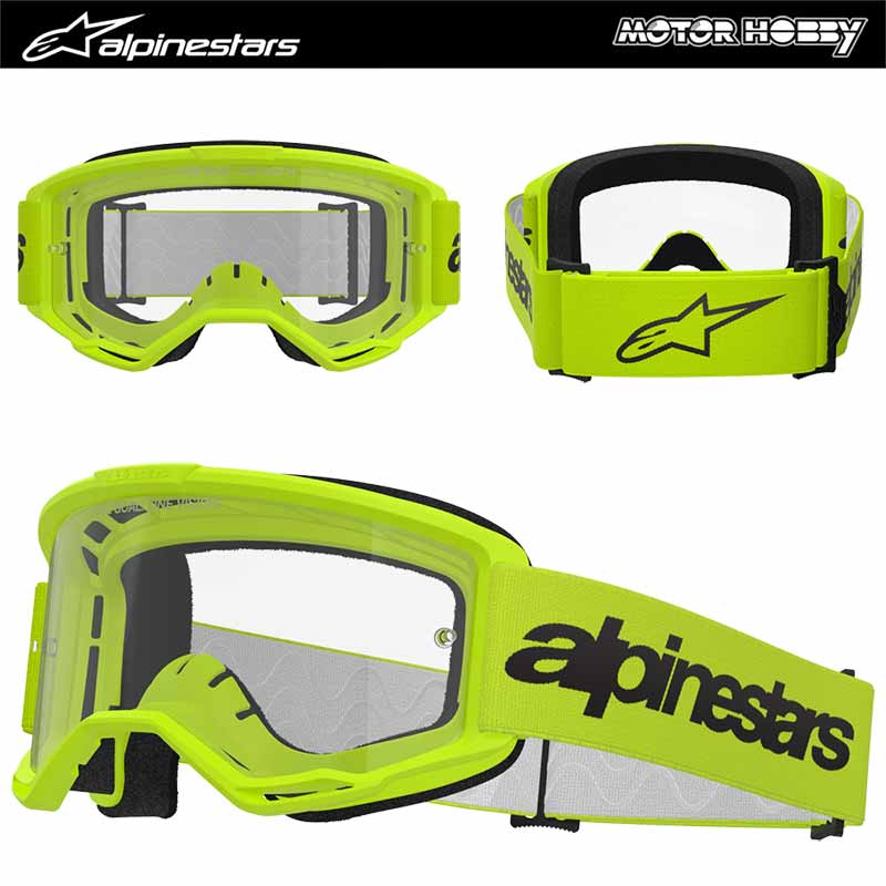 MASCHERA CROSS ENDURO ALPINESTARS VISION 3 WORDMARK GIALLO FLUO LENTE CHIARA