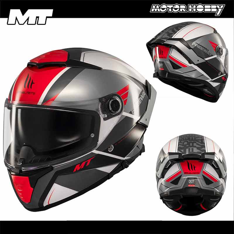 CASCO MOTO INTEGRALE MT THUNDER 4 SV A5 FREEWAY  RED GREY WHITE ECE 22.06