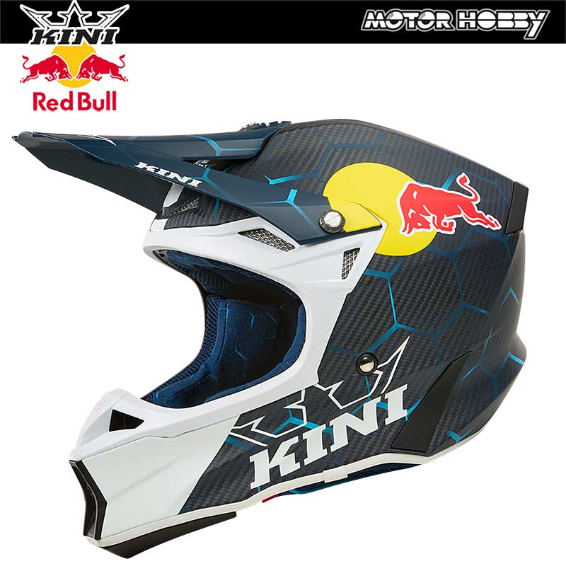 CASCO CROSS ENDURO IN CARBONIO KINI RED BULL 2.0 MXC2 BLUE WHITE ECE 22.06
