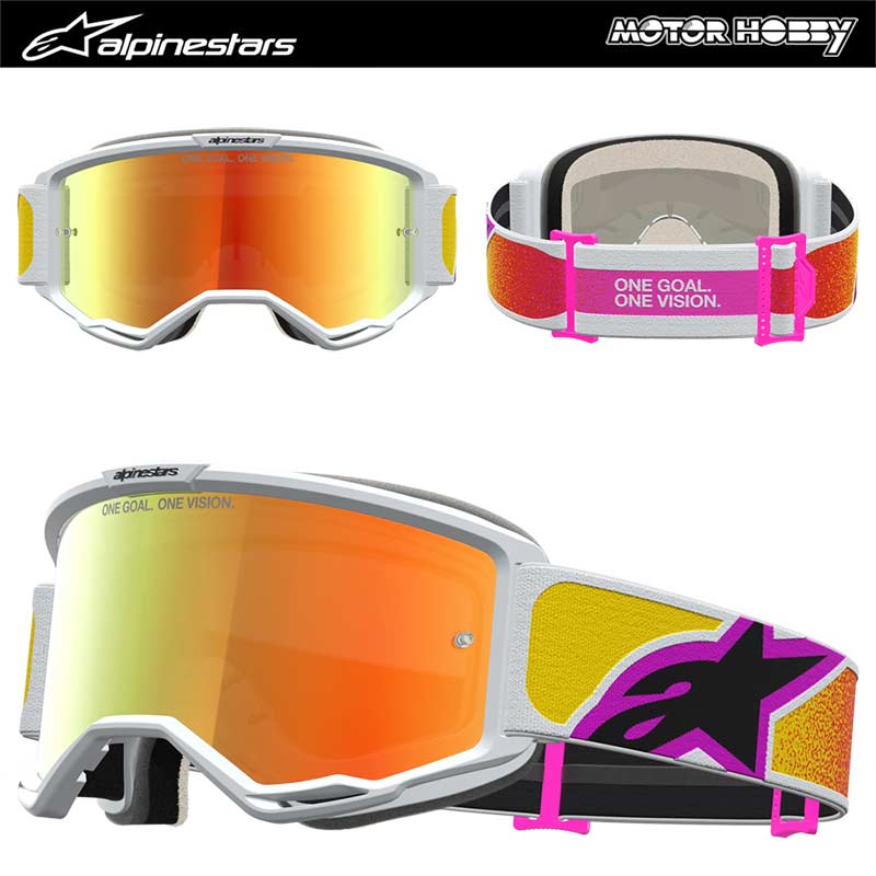 MASCHERA CROSS ENDURO ALPINESTARS VISION 5 DRAG ORANGE RED LENTE A SPECCHIO