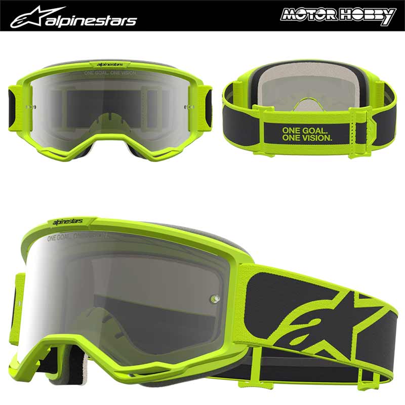 Maschera Cross Enduro Alpinestars Vision 5 Rora Black Yellow Fluo Lente a Specchio