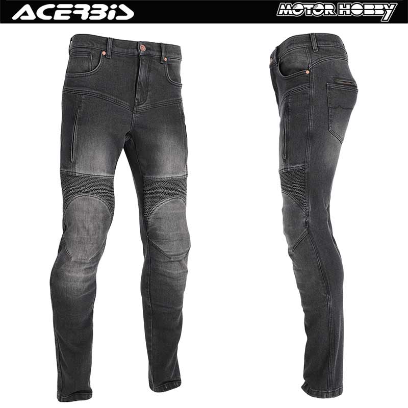PANTALONI JEANS MOTO STRADA TOURING CON PROTEZIONI ACERBIS JEANS SPORT NERO