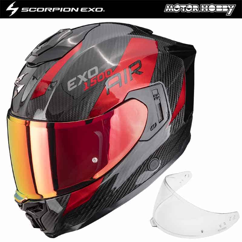 CASCO INTEGRALE TOURING SCORPION EXO 1500 AIR CARBON PLATTED BLACK RED LUCIDO 