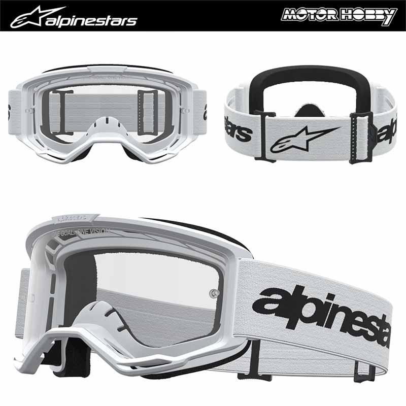 MASCHERA CROSS ENDURO ALPINESTARS VISION 3 WORDMARK BIANCO NERO