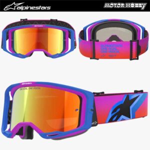 MASCHERA CROSS ENDURO ALPINESTARS VISION 8 CORP BLU VIOLA LENTE SPECCHIATA
