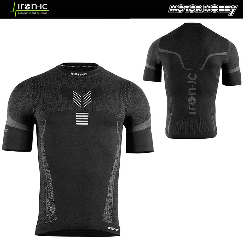MAGLIA INTIMA TERMICA IRON-IC IMPETUS T-SHIRT MOTO E BICI NERO