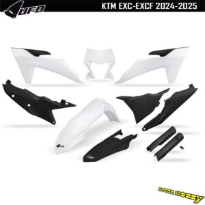 FULL KIT PLASTICHE UFO PLAST KTM EXC EXCF 2024-2025 COL.BIANCO NERO COLORE 222