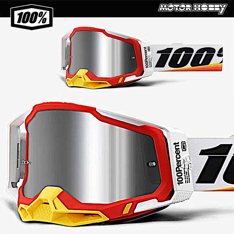 MASCHERA CROSS ENDURO 100% RACECRAFT 2 GOGGLE ARSHAD RED LENTE A SCPECCHIO