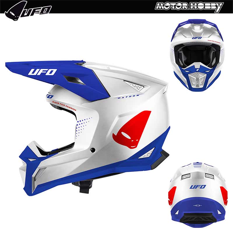 CASCO CROSS ENDURO UFO RAYSON BIANCO BLU ECE 22.06 MODELLO 2027