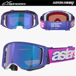 MASCHERA CROSS ENDURO ALPINESTARS SUPERTECH VISION VISTA LENTE SPECCHIATA BLU