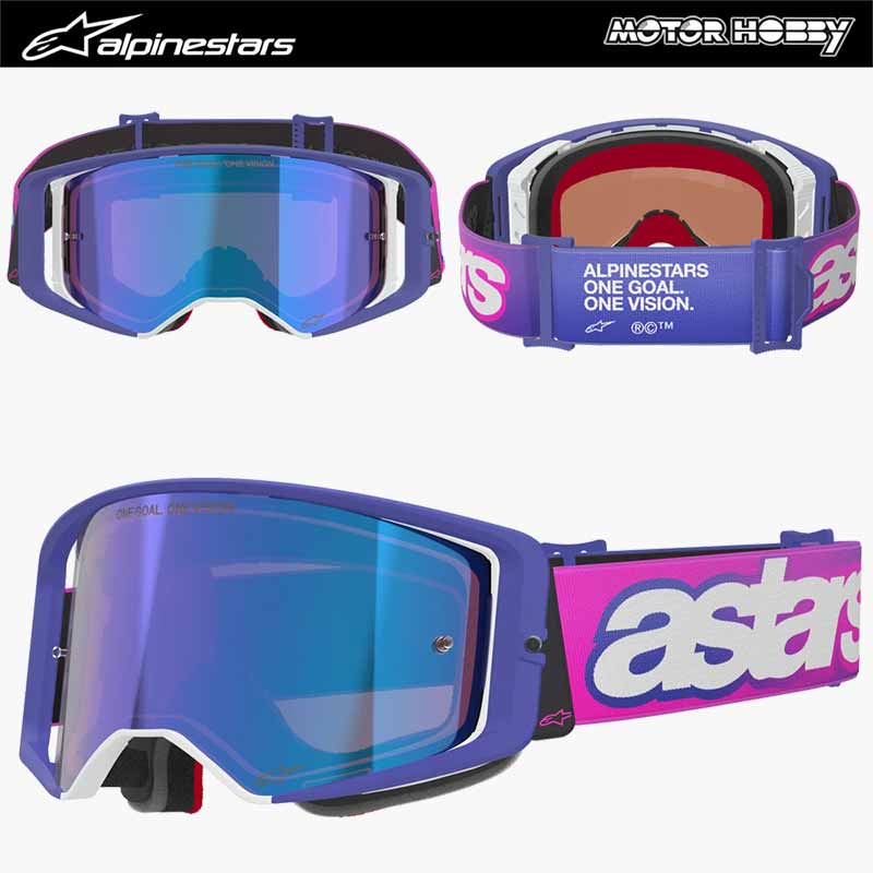 MASCHERA CROSS ENDURO ALPINESTARS SUPERTECH VISION VISTA LENTE SPECCHIATA BLU