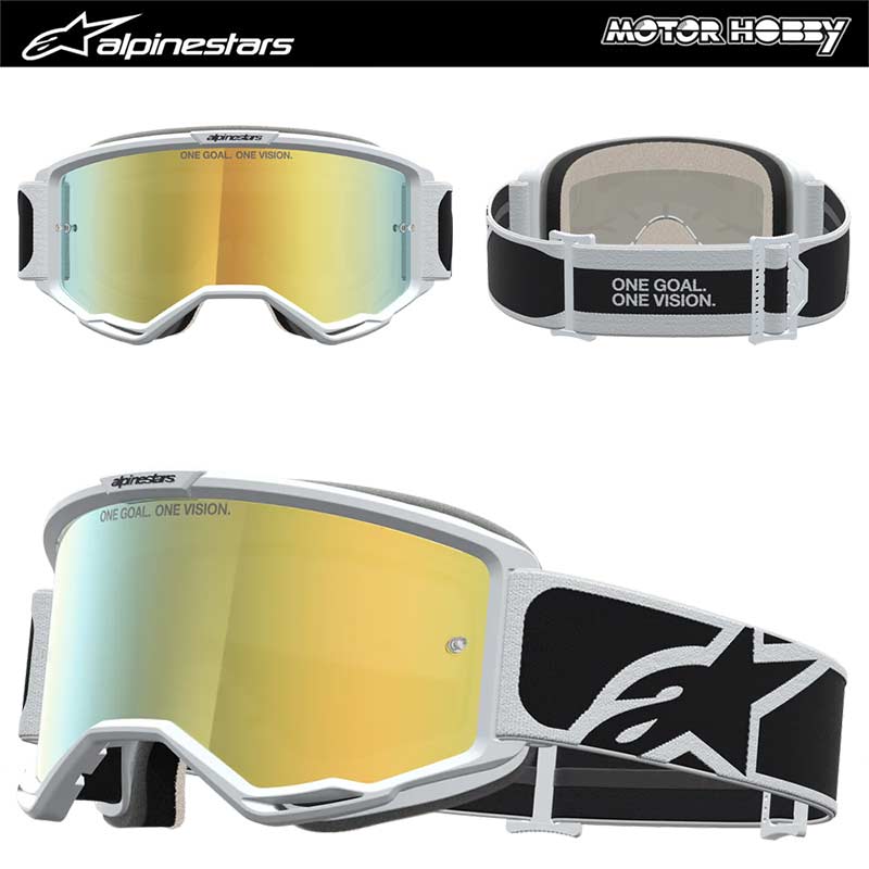 MASCHERA CROSS ENDURO ALPINESTARS VISION 5 RORA BLACK WHITE LENTE A SPECCHIO
