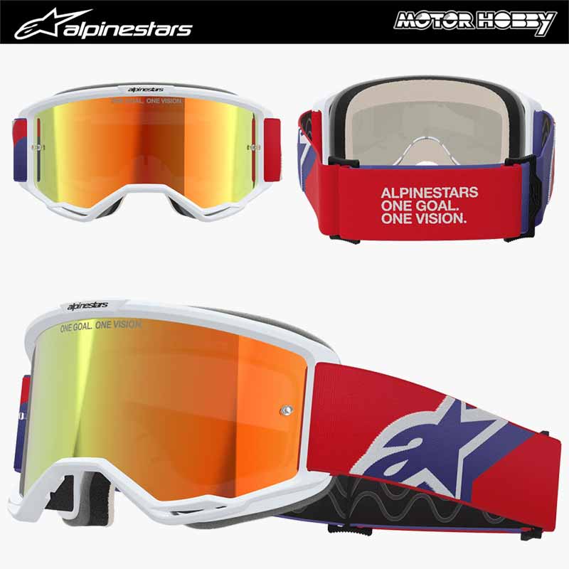MASCHERA CROSS ENDURO ALPINESTARS VISION 5 CORP RED PURPLE LENTE A SPECCHIO