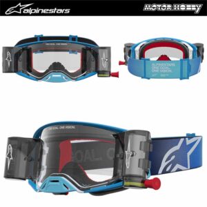 MASCHERA CROSS ALPINESTARS SUPERTECH FIRMA ROLL-OFF BLUE SILVER MODELLO 2027