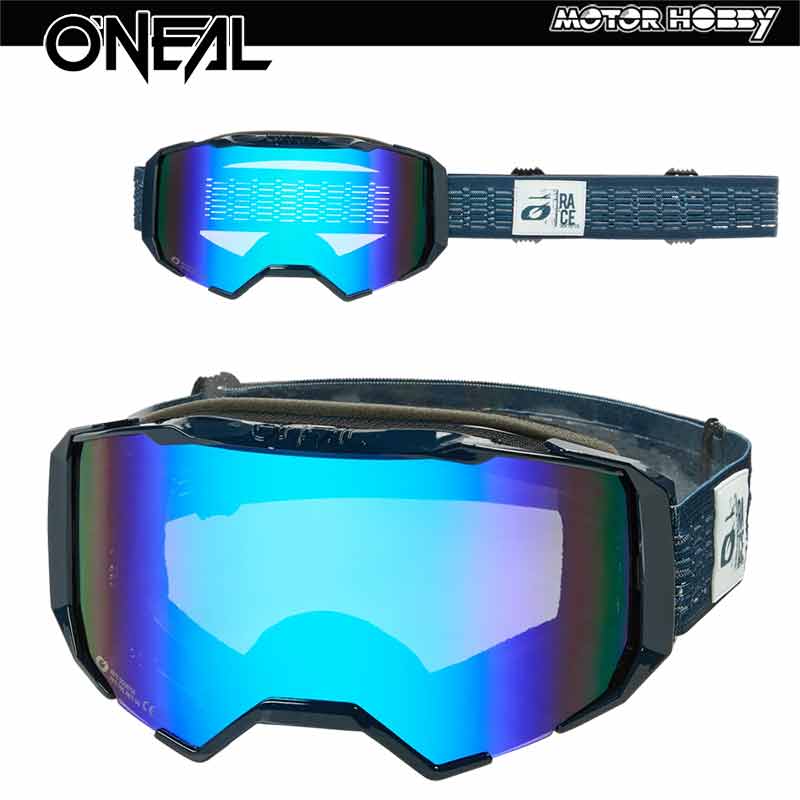 MASCHERA CROSS ENDURO ONEAL B-22 STATIC OCEAN BLUE LENTE A SPECCHIO
