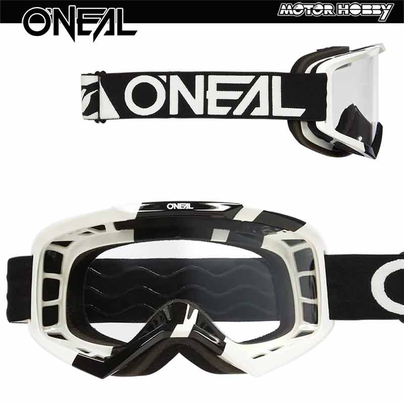 MASCHERA CROSS ENDURO OCCHIALE O’NEAL VAULT NERO BIANCO FLUO LENTE CHIARA