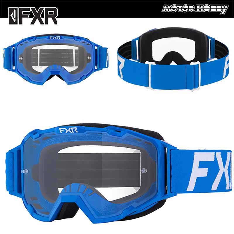 MASCHERA CROSS ENDURO FXR MAVERICK PRIME MX BLU LENTE PRE-CURVATA