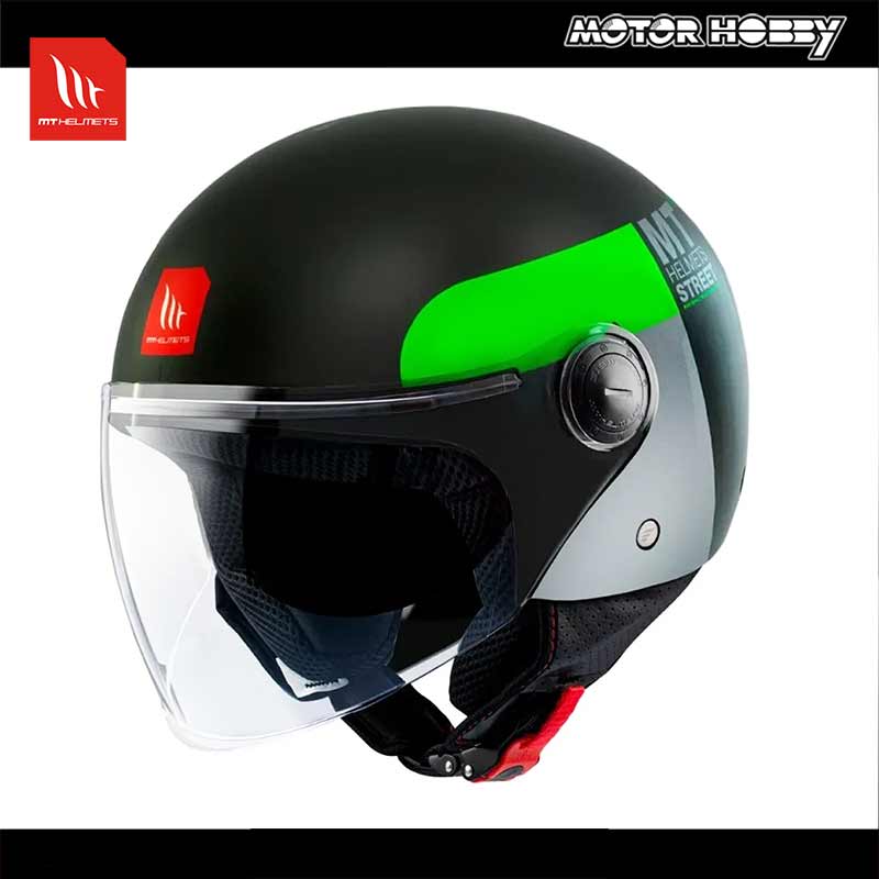 CASCO JET MT STREET D6 MATT NERO GRIGIO VERDE