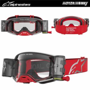 MASCHERA CROSS ALPINESTARS SUPERTECH FIRMA ROLL-OFF RED SILVER MODELLO 2027