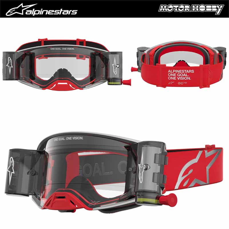 MASCHERA CROSS ALPINESTARS SUPERTECH FIRMA ROLL-OFF RED SILVER MODELLO 2027
